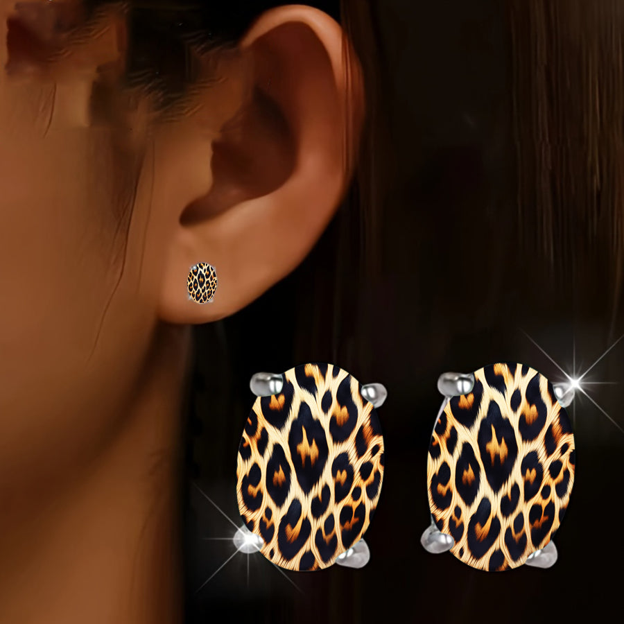Leopard Print Stud Earrings