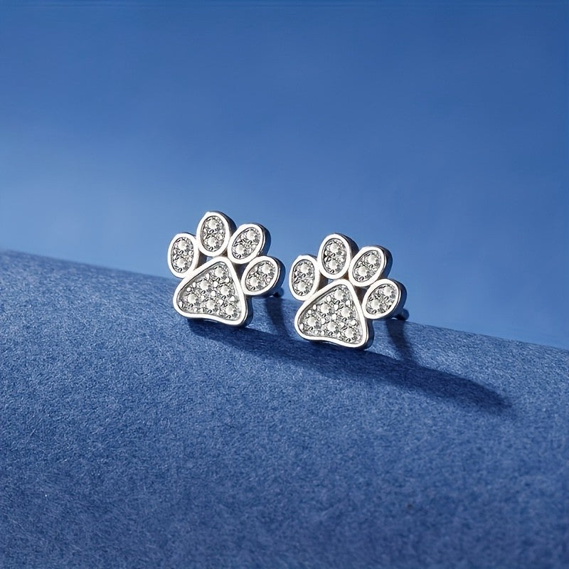 Crystal Paw Stud Earrings