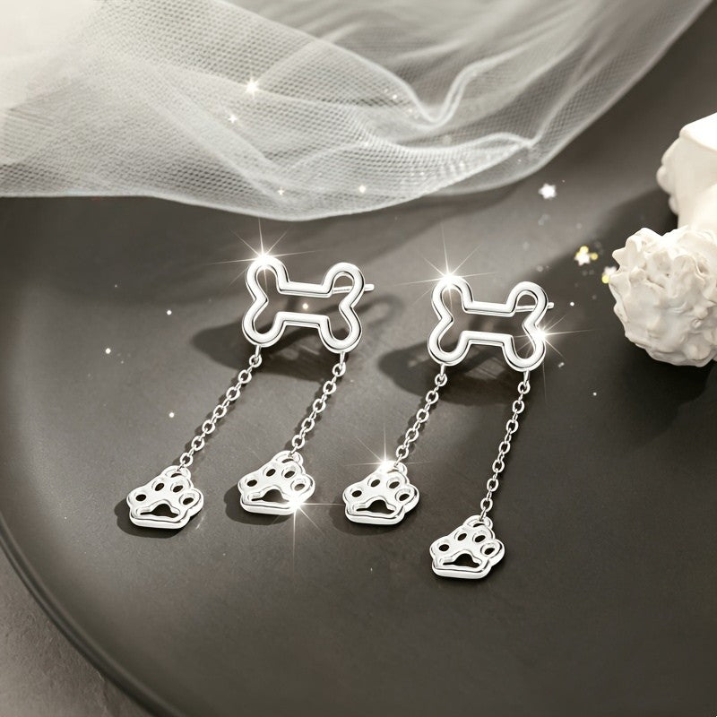 Bone Paw Drop Earrings