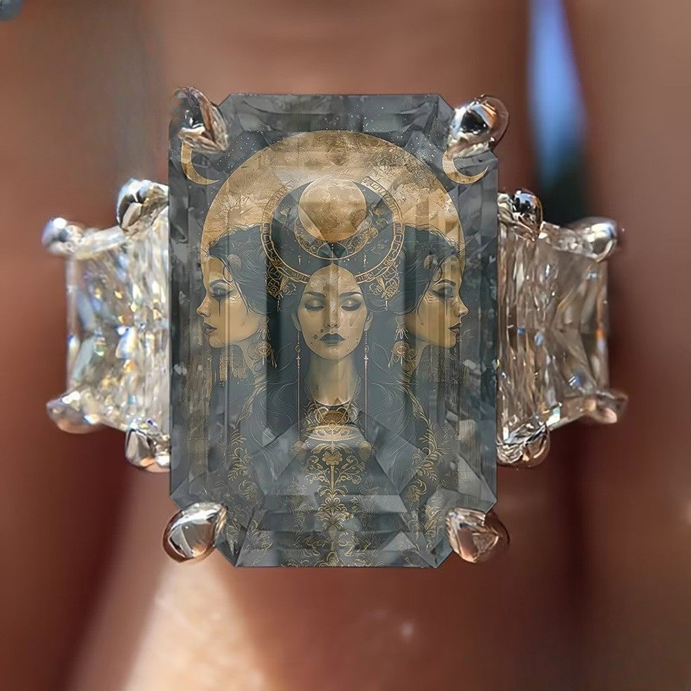 Three-Faced Goddess Square Ring
