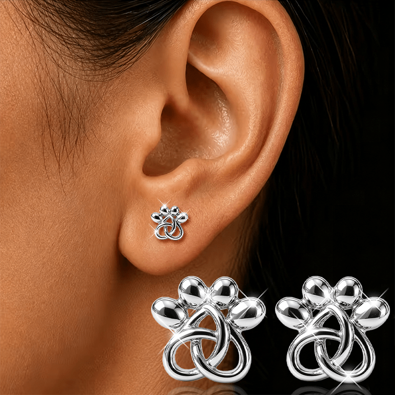 Knotted Paw Stud Earrings