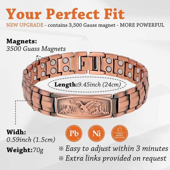 Eagle Emblem Copper Magnetic Bracelet