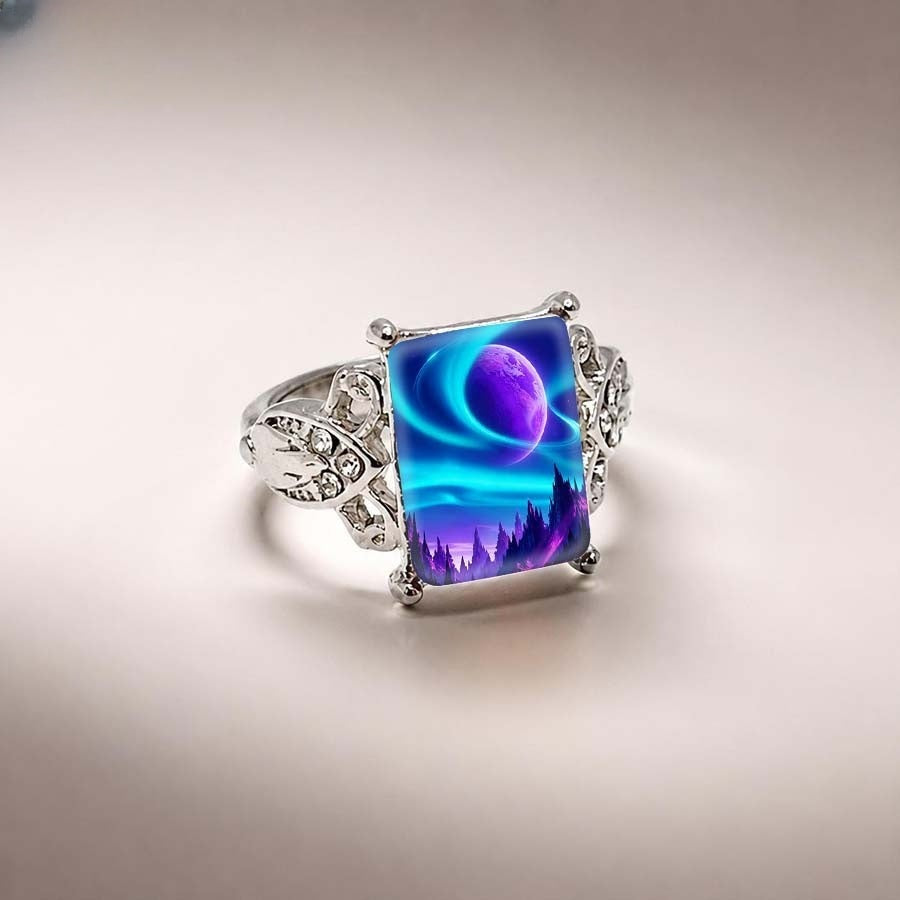 Purple Planet Square Ring