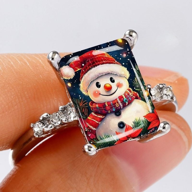 Silver Snowman Rectangular Ring