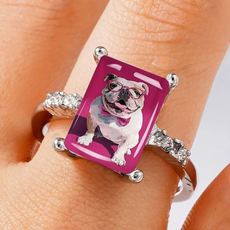 Bulldog & Bow Tie Rectangular Ring