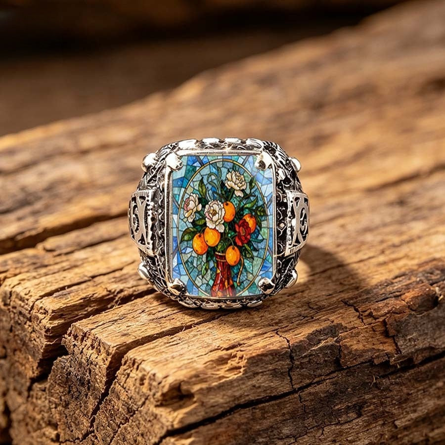 Floral & Fruit Stained Glass Ring