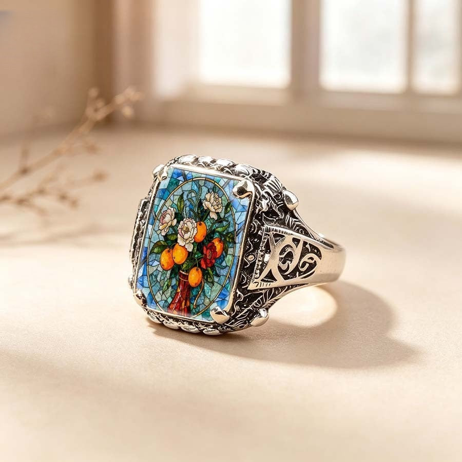 Floral & Fruit Stained Glass Ring