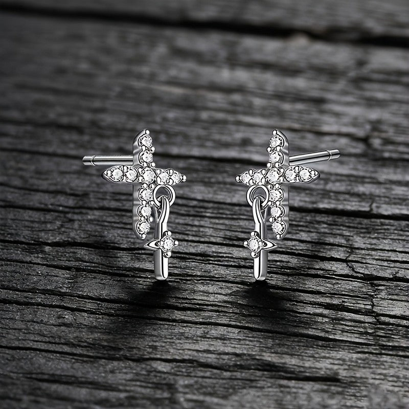 Crystal Cross Dangle Earrings