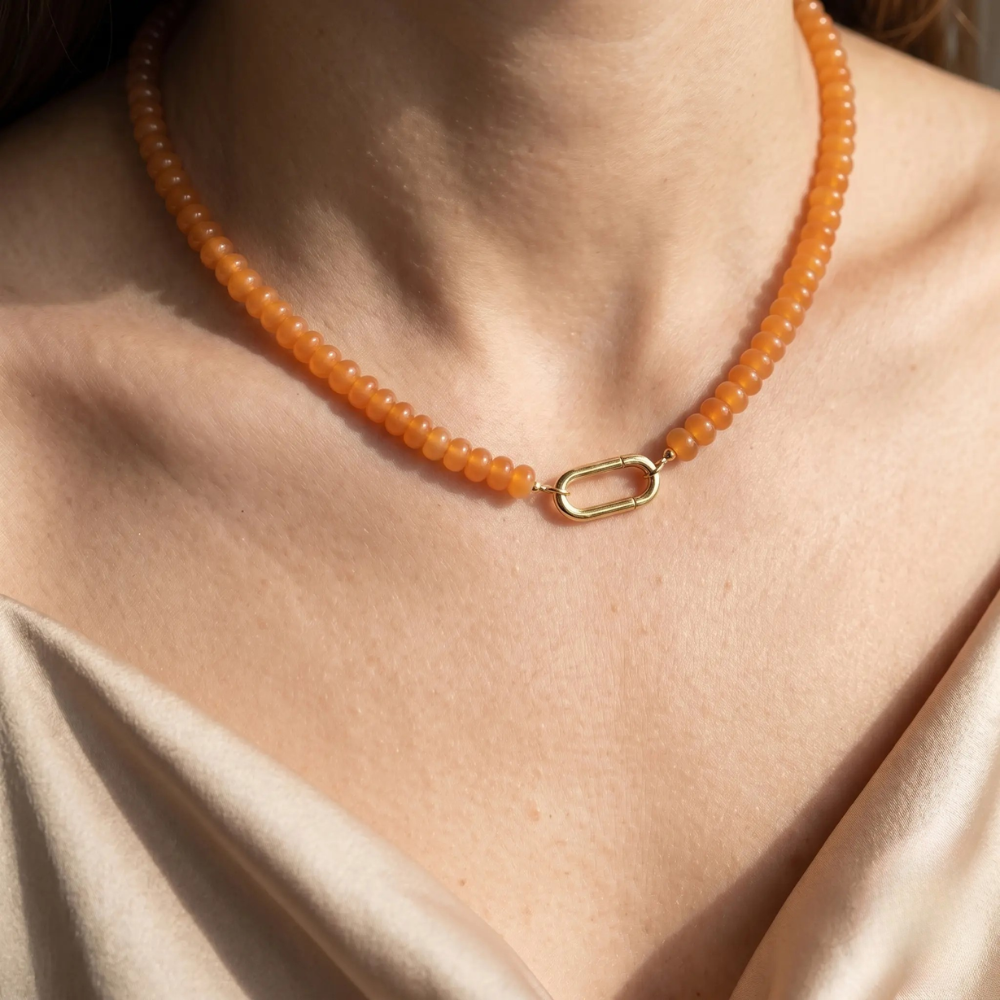 Aventurine Carabiner Initial Necklace