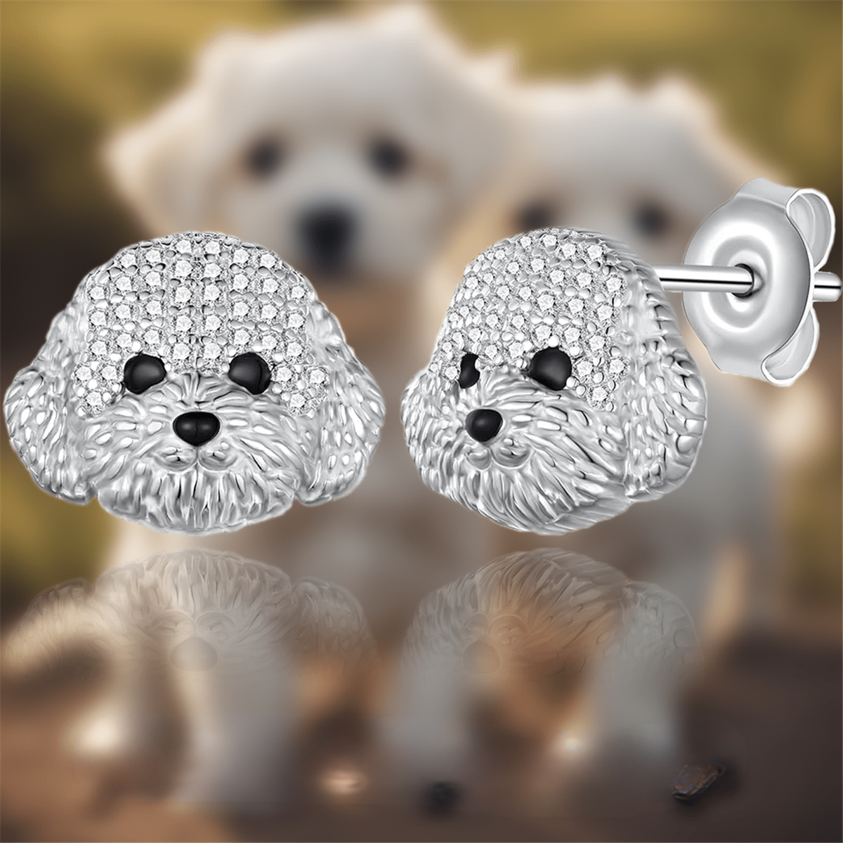 Crystal Puppy Stud Earrings