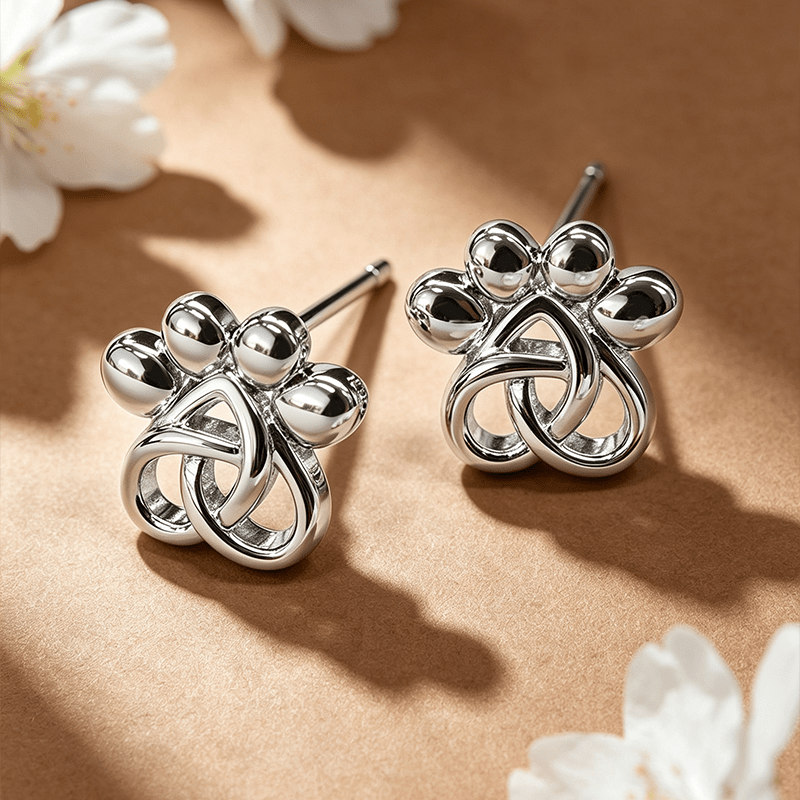 Knotted Paw Stud Earrings