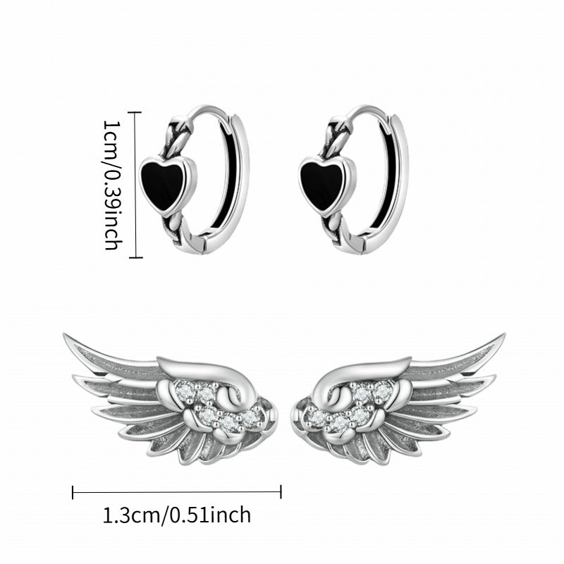 Heart Wing Earrings Set