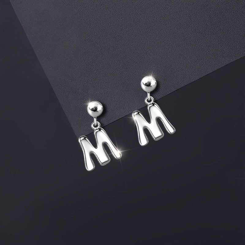 Initial M Dangle Earrings