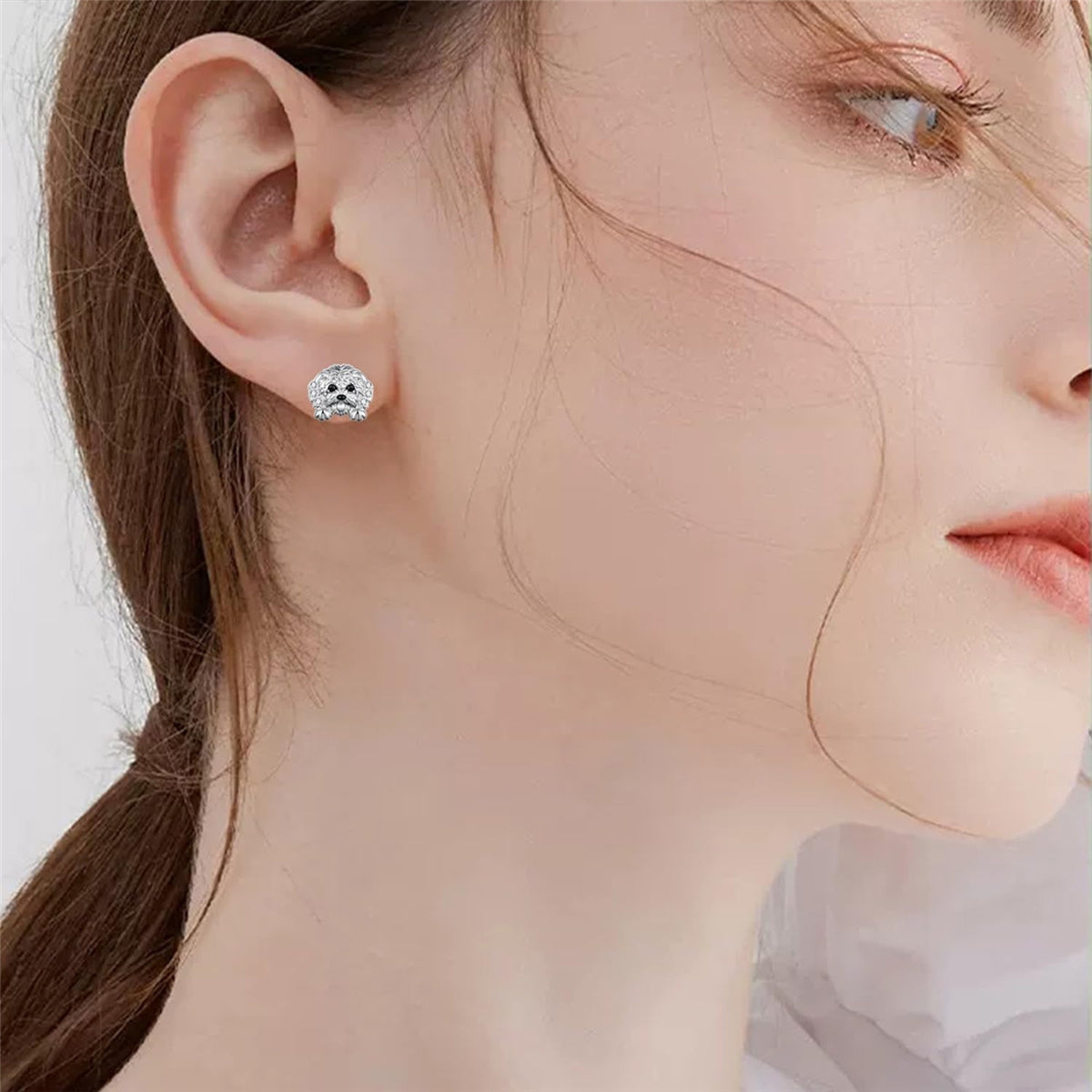 Shaggy Dog Stud Earrings