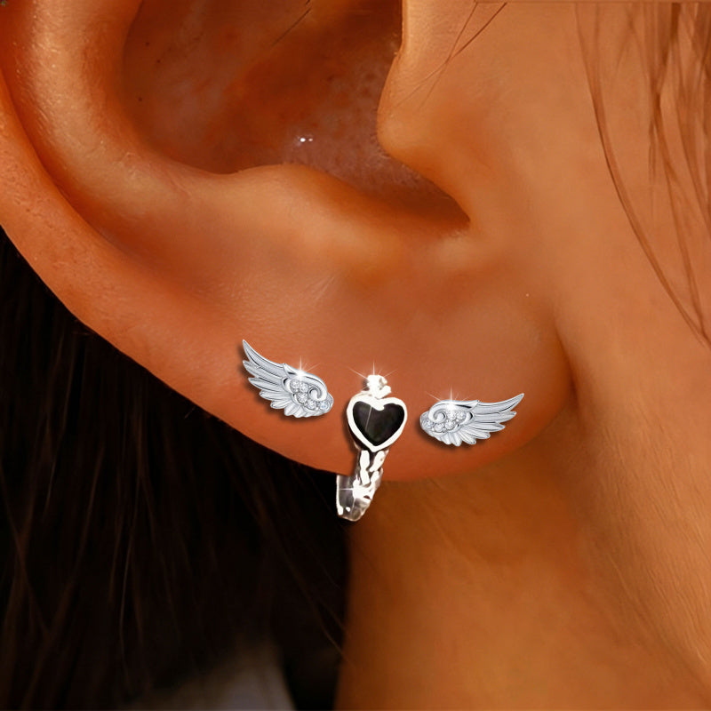 Heart Wing Earrings Set