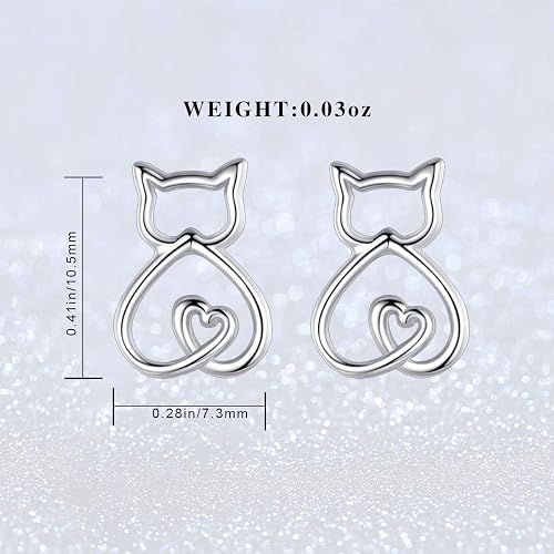 Heart Cat Stud Earrings