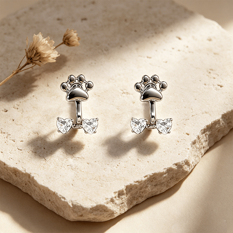 Paw Heart Jacket Earrings