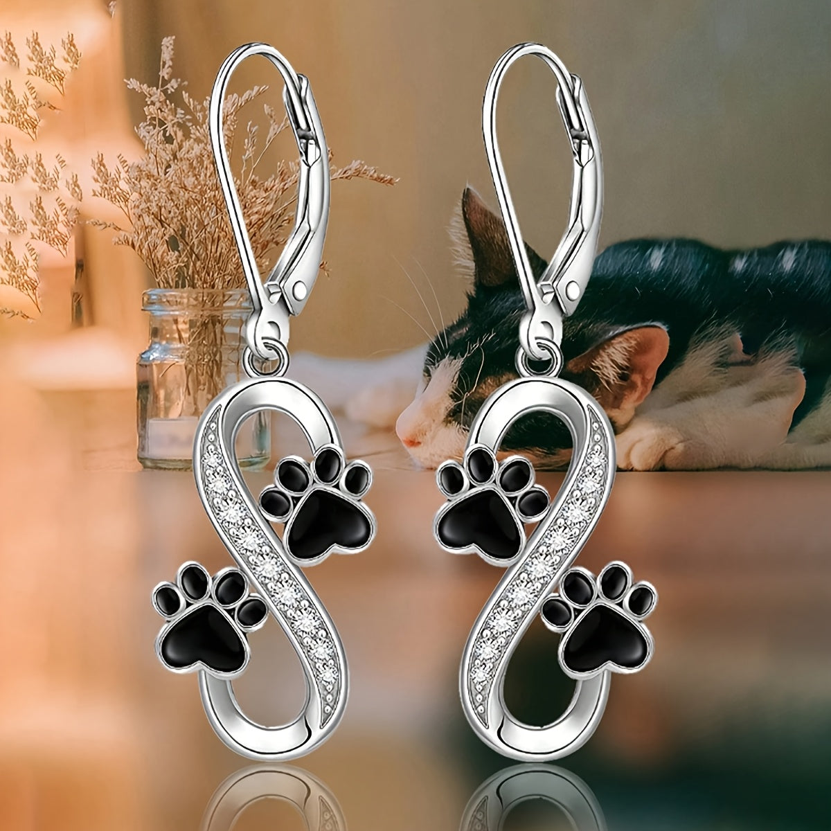 Infinity Paw Drop Earrings