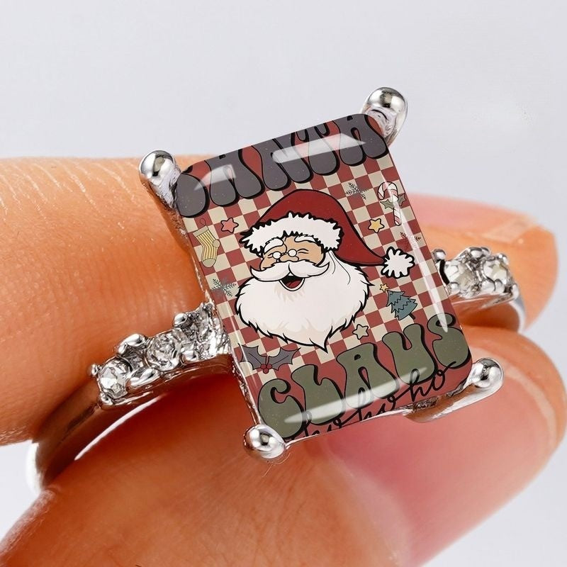 Santa Claus Checkered Glass Ring