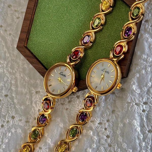 Vintage Colorful Gemstone Watch