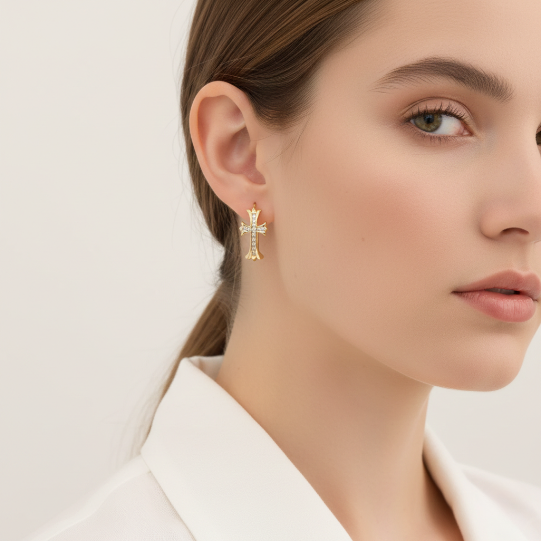 Cross Hoop Earrings