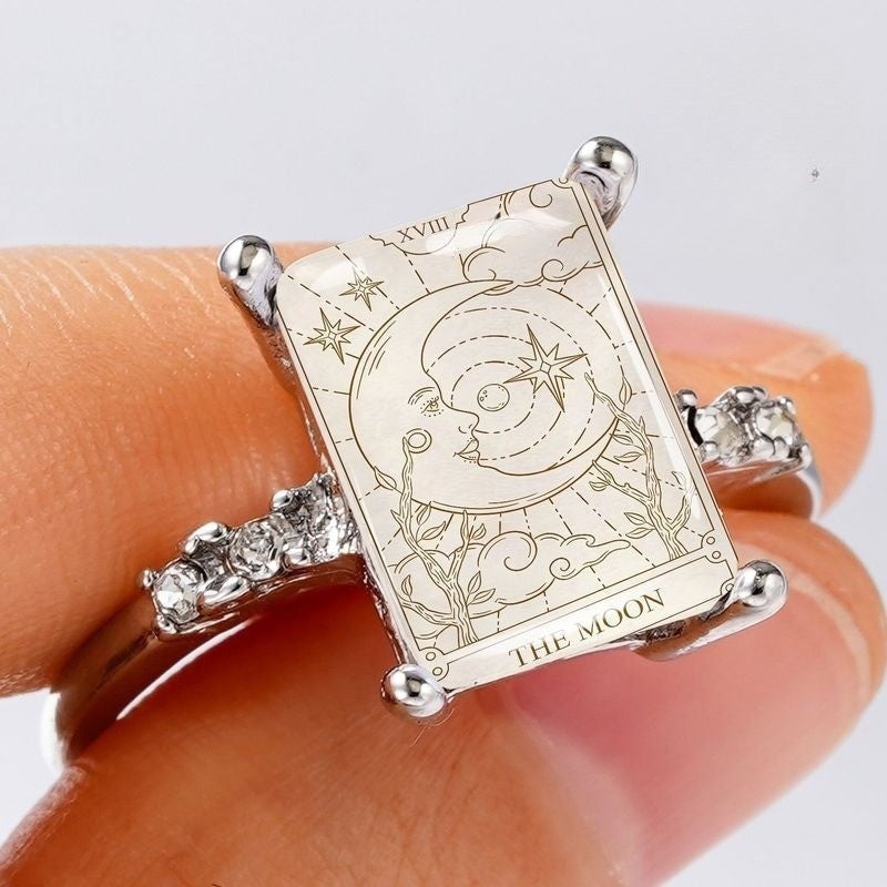 Tarot Moon Rectangular Ring
