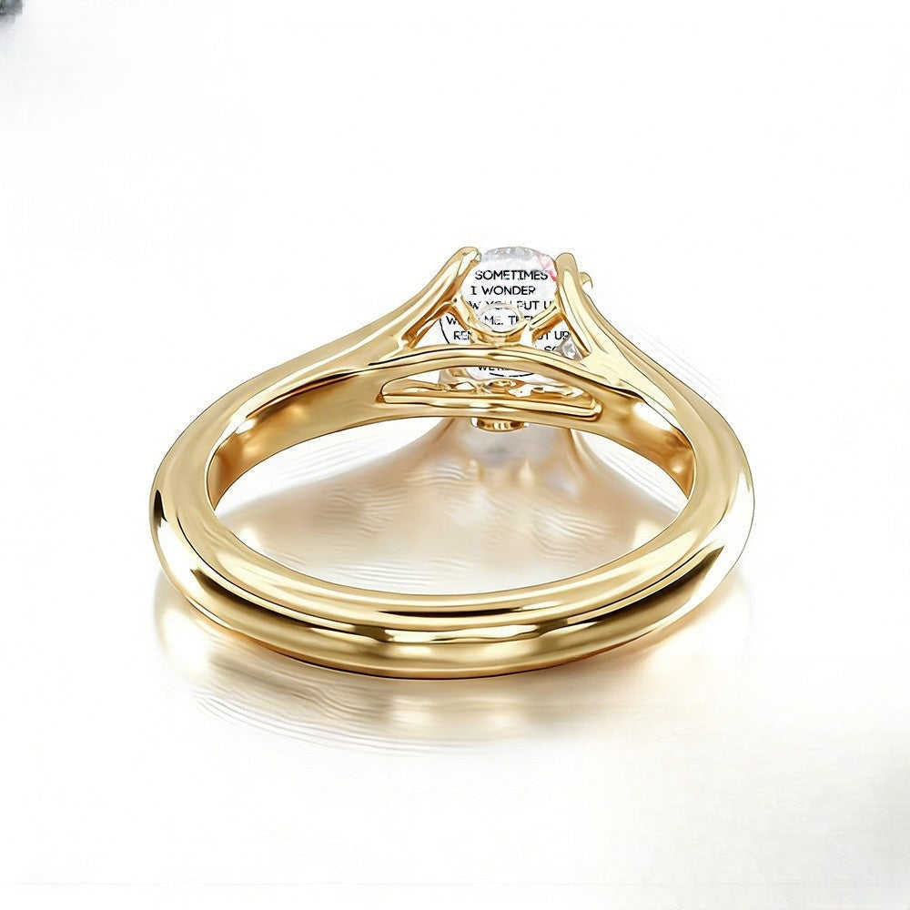 Gold-Tone Prong Set Message Ring
