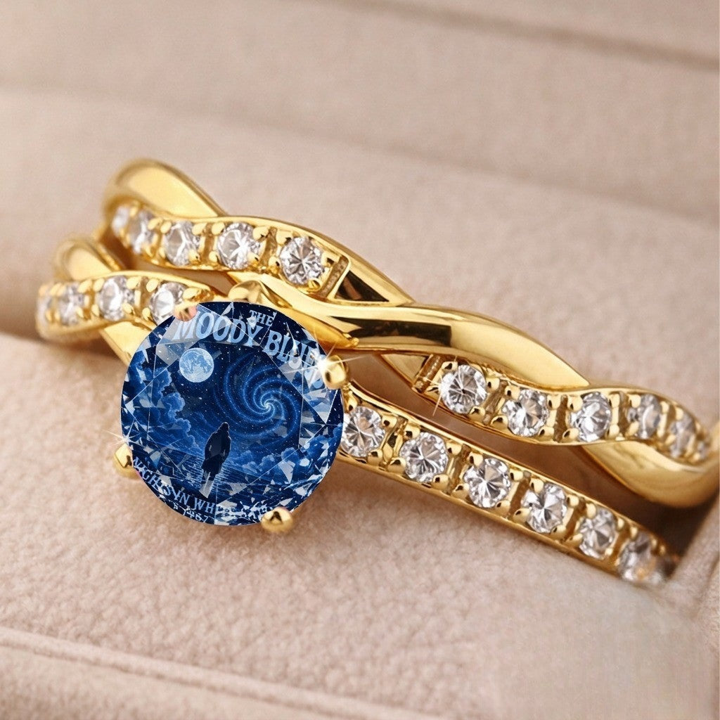 Blue Spiral Moon Ring