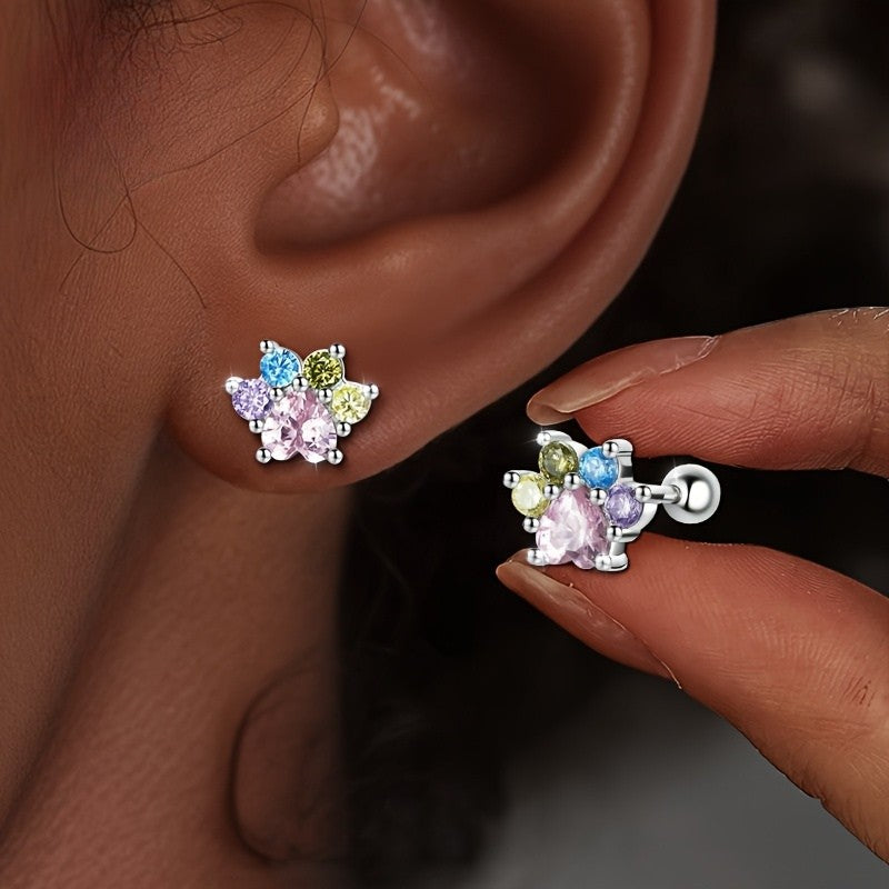 Colorful Paw Stud Earrings