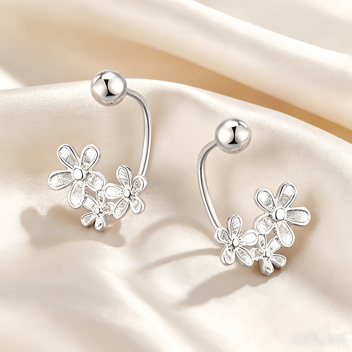 Floral Ear Jacket Earrings