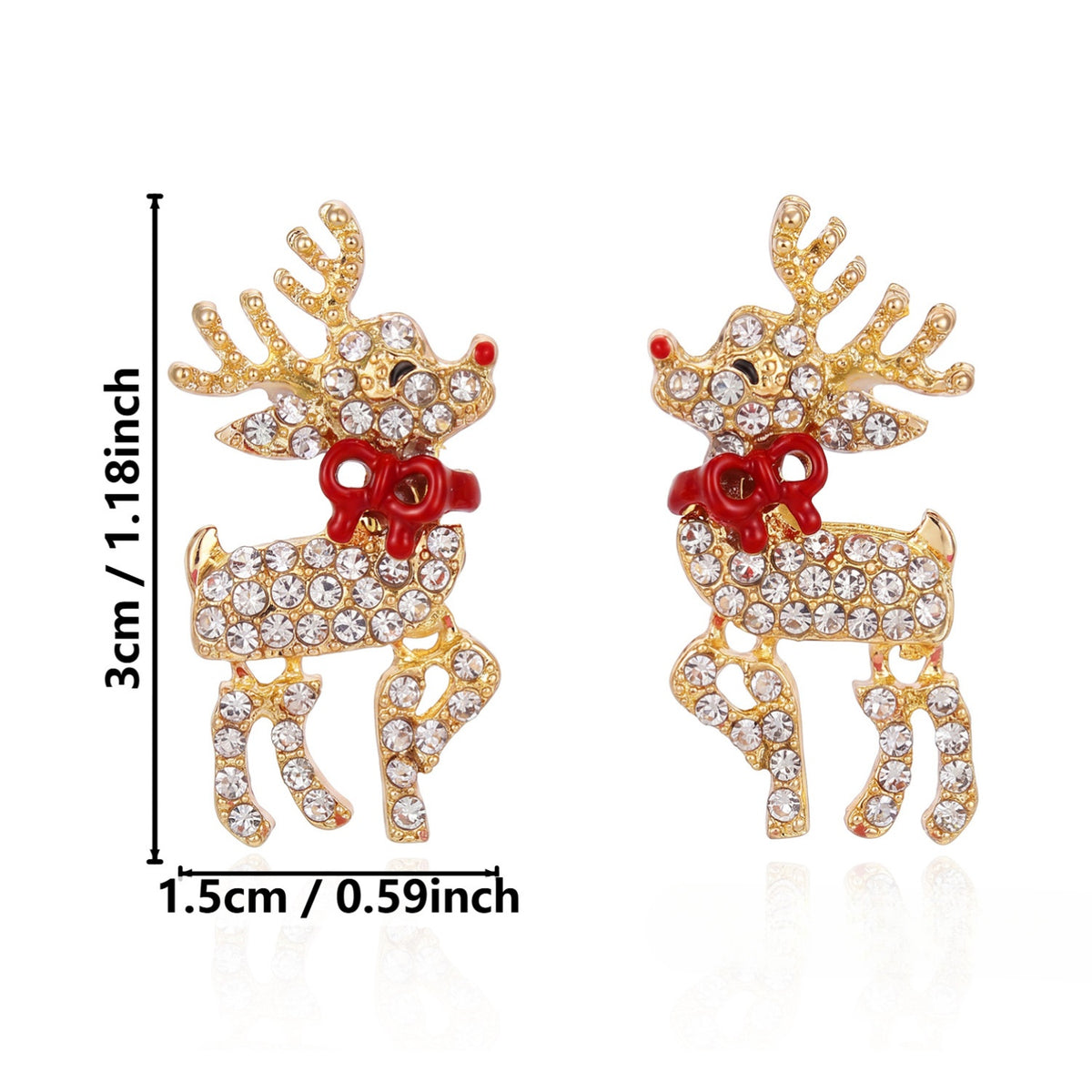 Crystal Reindeer Bow Earrings