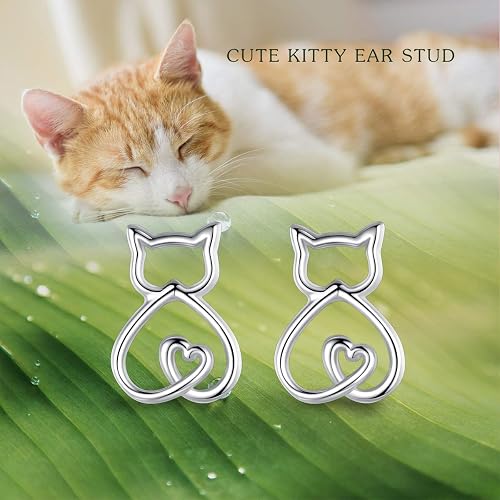 Heart Cat Stud Earrings