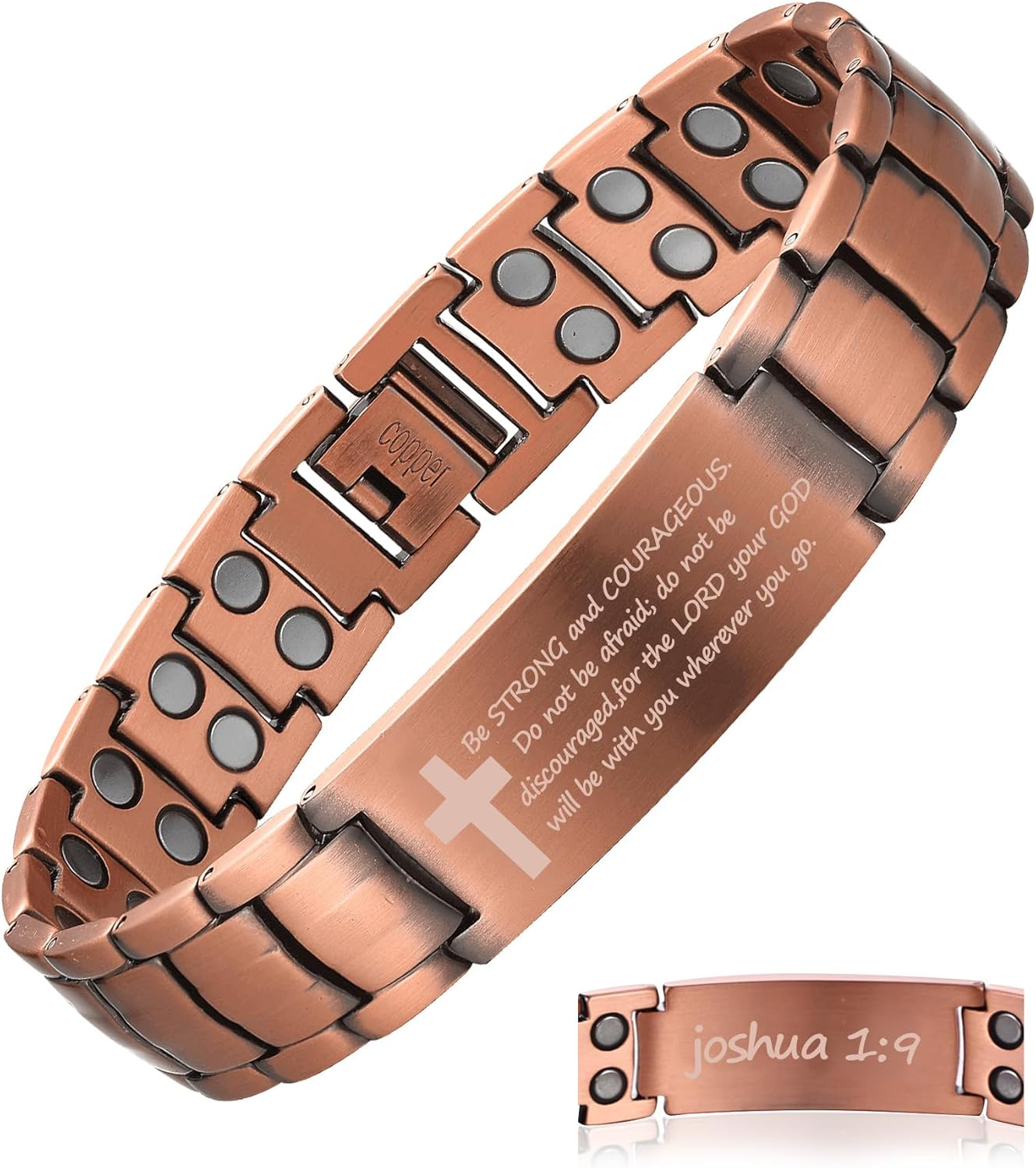 Joshua 1:9 Copper Magnetic Bracelet