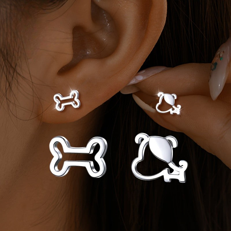 Dog Bone Stud Earrings