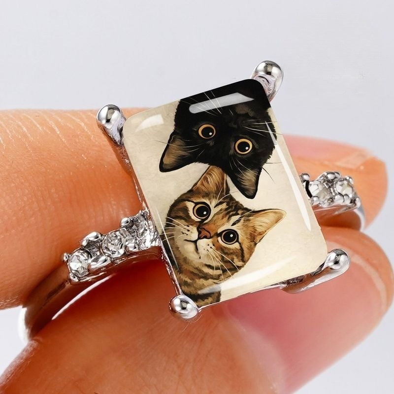 Two Cat Portrait Ring