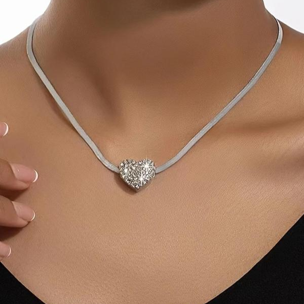 Rhinestone Heart Necklace