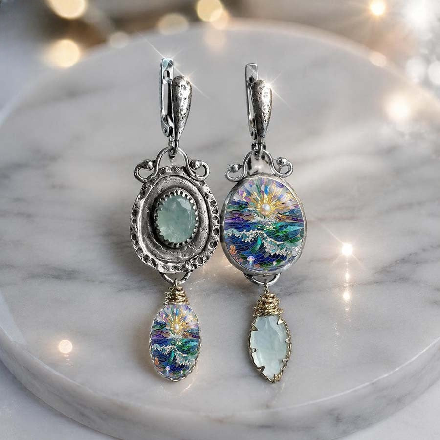 Sunrise & Sea Asymmetrical Earrings