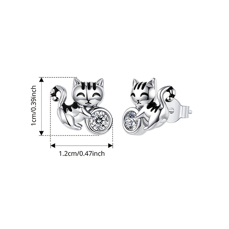 Crystal Kitten Stud Earrings