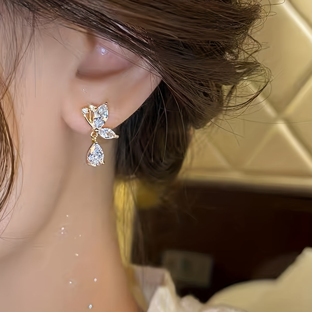 Crystal Butterfly Drop Earrings
