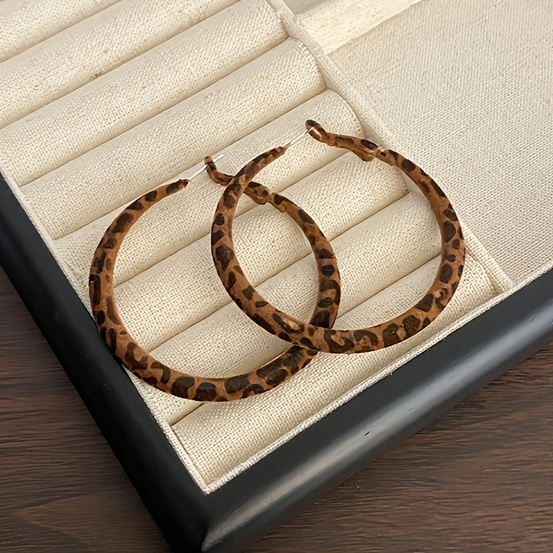 Leopard Print Hoop Earrings