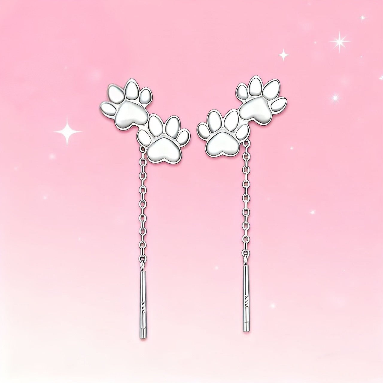 Paw Print Threader Earrings