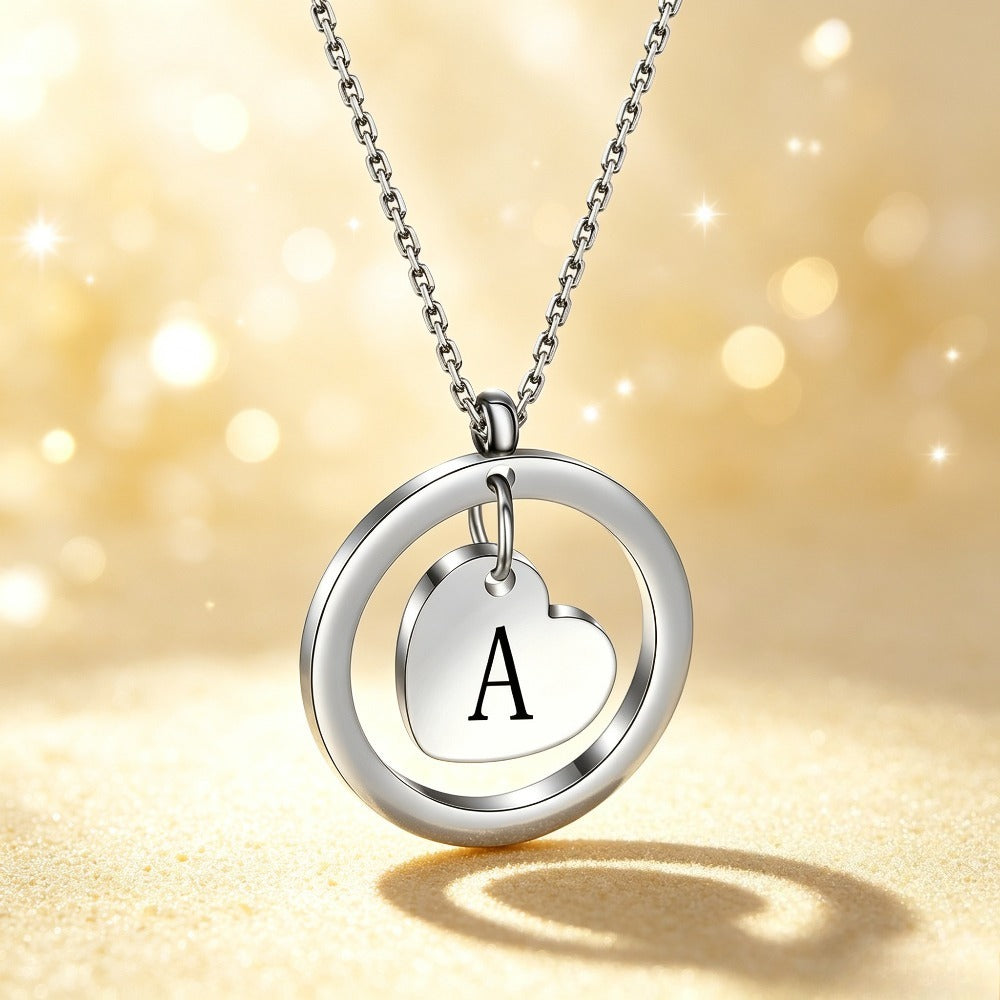 Initial Heart Pendant Necklace