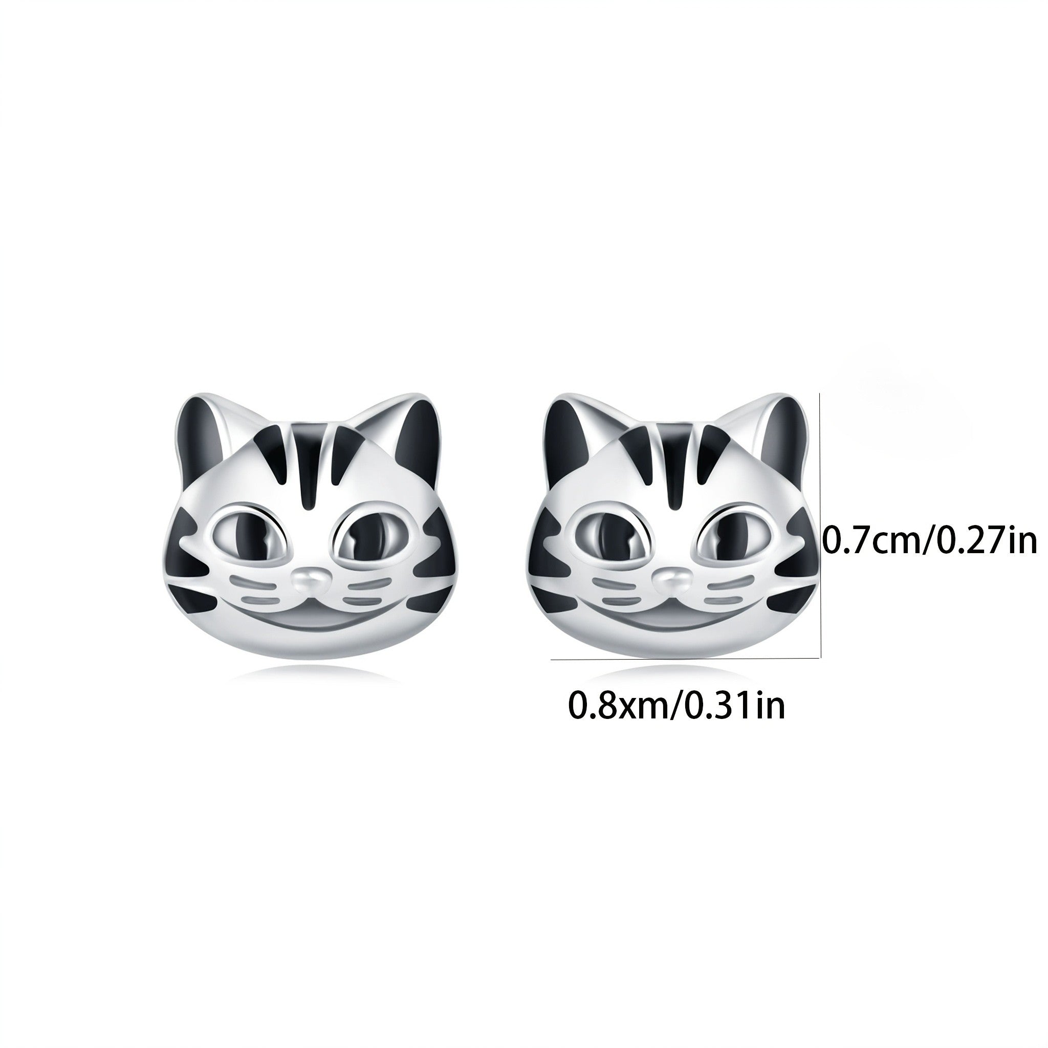 Striped Cat Face Stud Earrings