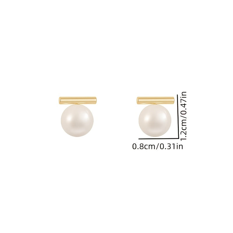 Pearl Bar Stud Earrings