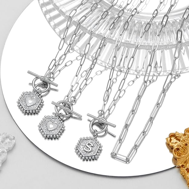 2pc Initial Toggle Necklace Set