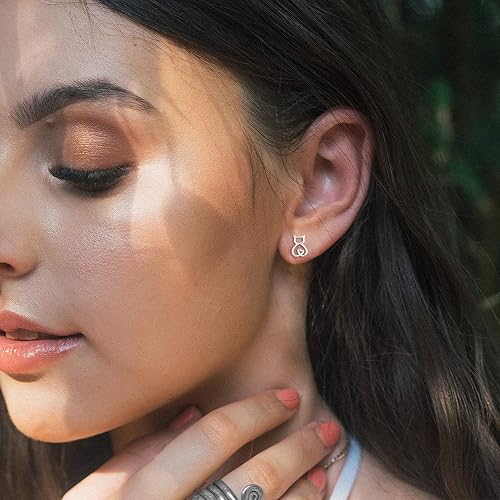 Heart Cat Stud Earrings