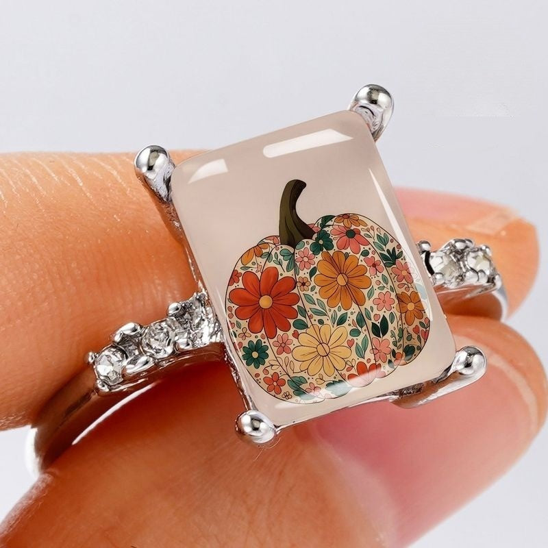Floral Pumpkin Square Ring