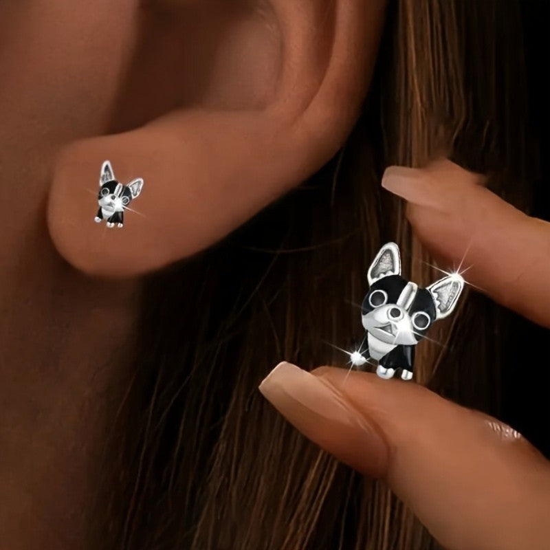 Boston Terrier Stud Earrings