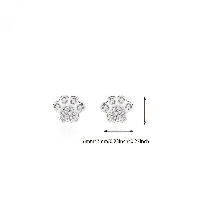 Sparkling Paw Stud Earrings