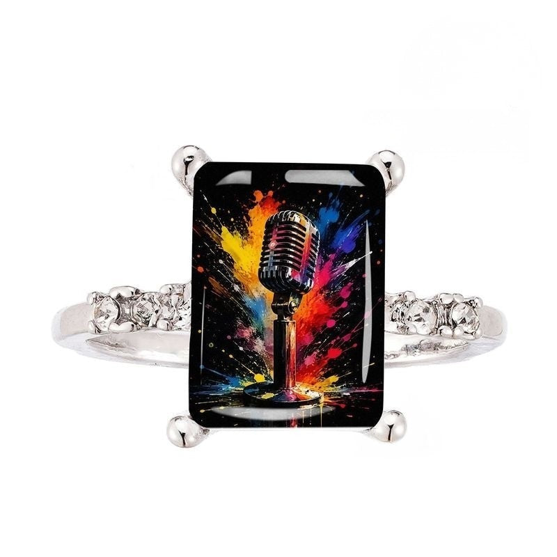 Colorful Microphone Statement Ring